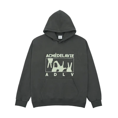 acmé de la vie ADLV Finger Logo Charcoal Hoodie Unisex Loose Fit ADLV-21SS-HDLFGD-CHR