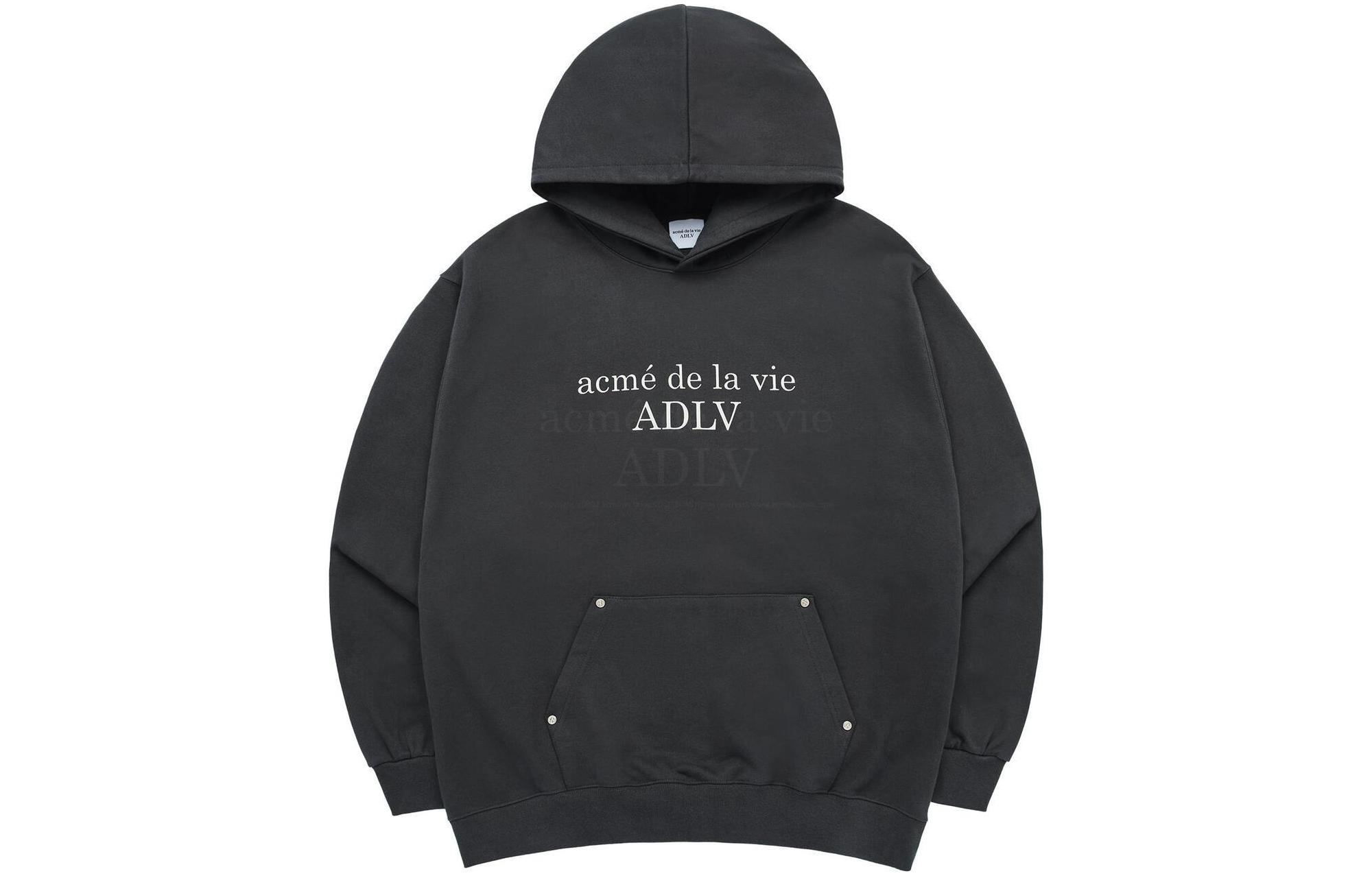acmé de la vie/ADLV Fleece Lined Studded Hoodie Unisex Charcoal ADLV-24SS-HDCSBR-cha