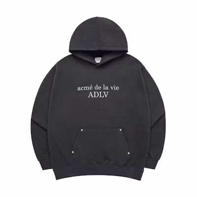 acmé de la vie/ADLV Fleece Lined Studded Hoodie Unisex Charcoal ADLV-24SS-HDCSBR-cha
