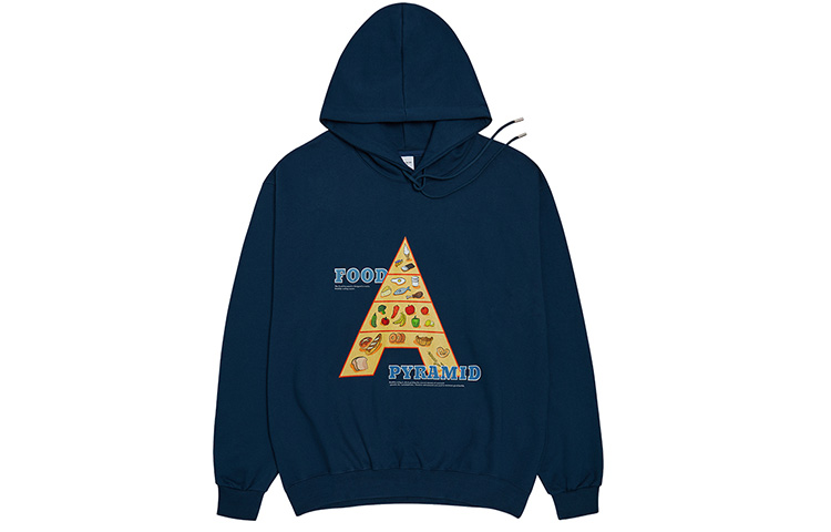 acmé de la vie ADLV Food Pyramid Logo Hoodie Navy Unisex Regular Fit ADLV-20FW-HDADFP-TRQ