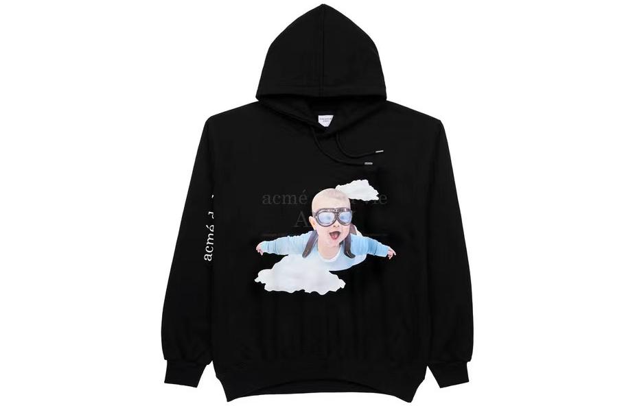 acmé de la vie ADLV FW22 Logo Print Hoodie Unisex Black ADLV-22FW-HDBKBF-SDV