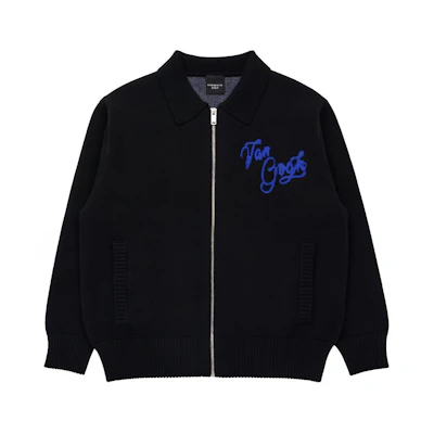 acmé de la vie ADLV FW22 Logo Printed Zip-Up Jacket Unisex Black ADLV-22FW-KNAVAG-IVY