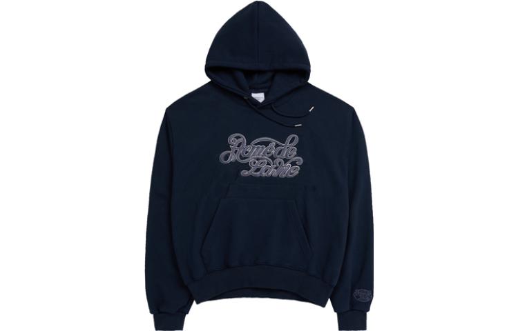 acmé de la vie ADLV FW22 Navy Blue Embroidered Letter Logo Unisex Sweatshirt ADLV-22FW-HDBLCY-NVY
