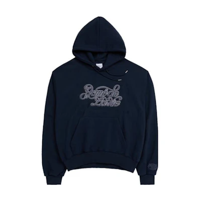 acmé de la vie ADLV FW22 Navy Blue Embroidered Letter Logo Unisex Sweatshirt ADLV-22FW-HDBLCY-NVY