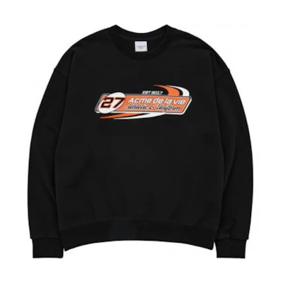 acmé de la vie ADLV FW22 Racing Graphic Crewneck Sweatshirt Unisex Black ADLV-22FW-SWLRCN-BLK