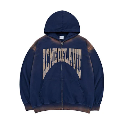 acmé de la vie ADLV FW23 Blue Letter Print Hoodie Jacket Unisex ADLV-23FW-ZPLFFW-NVY