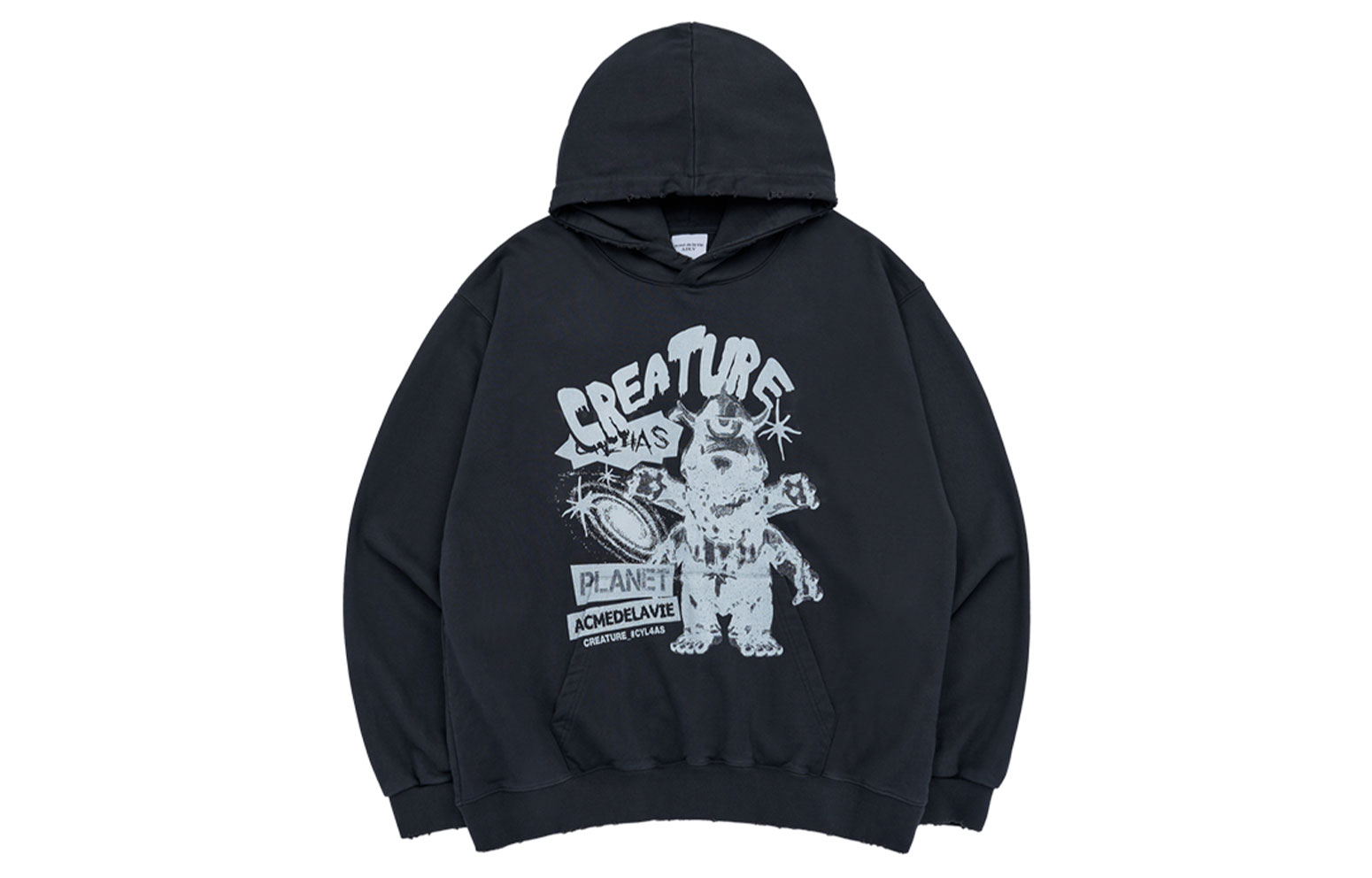 acmé de la vie/ADLV FW23 Graffiti Distressed Hoodie Unisex - Black ADLV-23FW-HDACCD-CHA