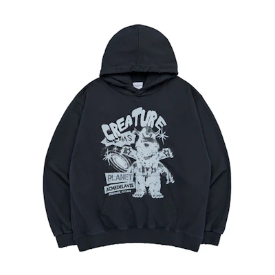 acmé de la vie/ADLV FW23 Graffiti Distressed Hoodie Unisex - Black ADLV-23FW-HDACCD-CHA