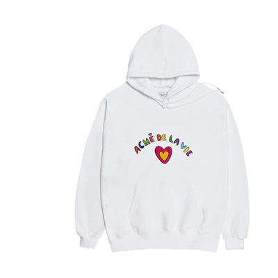 acmé de la vie ADLV Graffiti Heart Hoodie Unisex White ADLV-20SS-HDLGRH-WHT