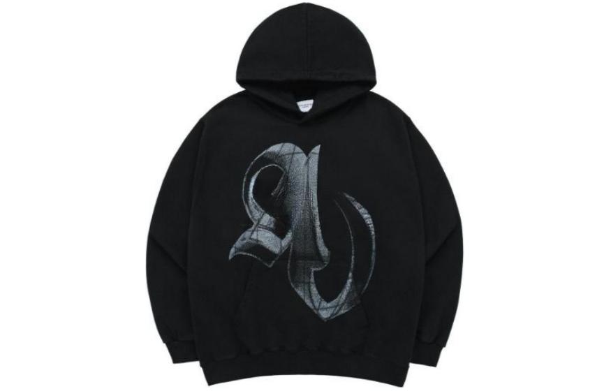 acmé de la vie ADLV Graphic Embroidered Hoodie Unisex Black ADLV-24SS-HDHSBP-BLK