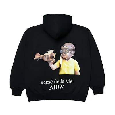 acmé de la vie ADLV Graphic Print Black Hoodie Jacket Unisex Zip-Up Sweater ADLV-21FW-ZUBKBF-PLT