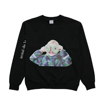 acmé de la vie ADLV Green Donut Boy Graphic Oversized Sweatshirt Unisex Black ADLV-21SS-SWBKBF-MTD