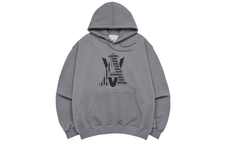 acmé de la vie ADLV Grey Drawstring Hoodie with Letter Print ADLV-23SS-HDLMCK-CHA