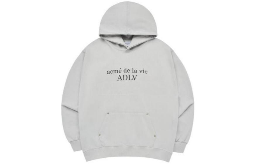 acmé de la vie ADLV Grey Embroidered Logo Hoodie Loose Fit ADLV-24SS-HDCSBR-GRY