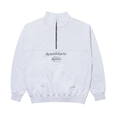 acmé de la vie ADLV Half-Zip Letter Print Grey Sweatshirt Unisex ADLV-21FW-SWLROP-MEL