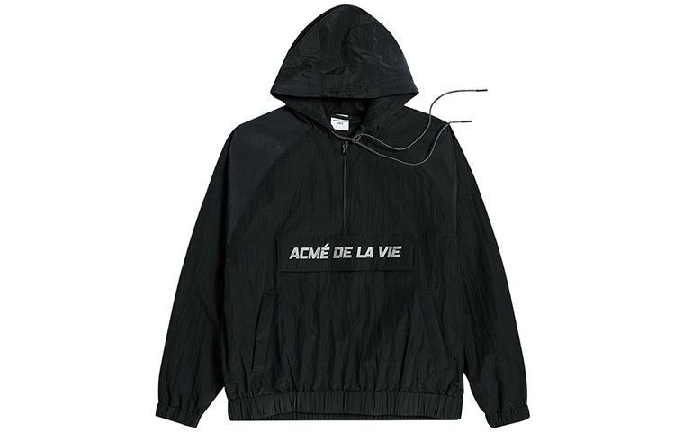 acmé de la vie ADLV Half-Zip Logo Pocket Oversized Jacket Unisex Black ADLV-20SS-OTARBP-BLK