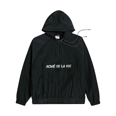 acmé de la vie ADLV Half-Zip Logo Pocket Oversized Jacket Unisex Black ADLV-20SS-OTARBP-BLK