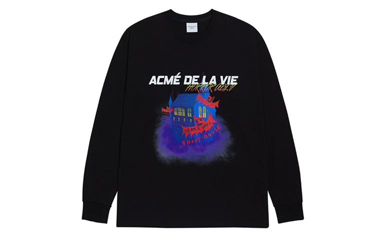 acmé de la vie ADLV Halloween Haunted House Black Unisex Long Sleeve Sweatshirt ADLV-20FW-LSADGH-BLK