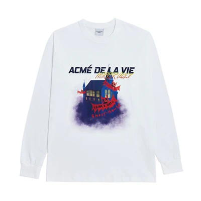 acmé de la vie ADLV Halloween Haunted House White Unisex Sweatshirt ADLV-20FW-LSADGH-WHT
