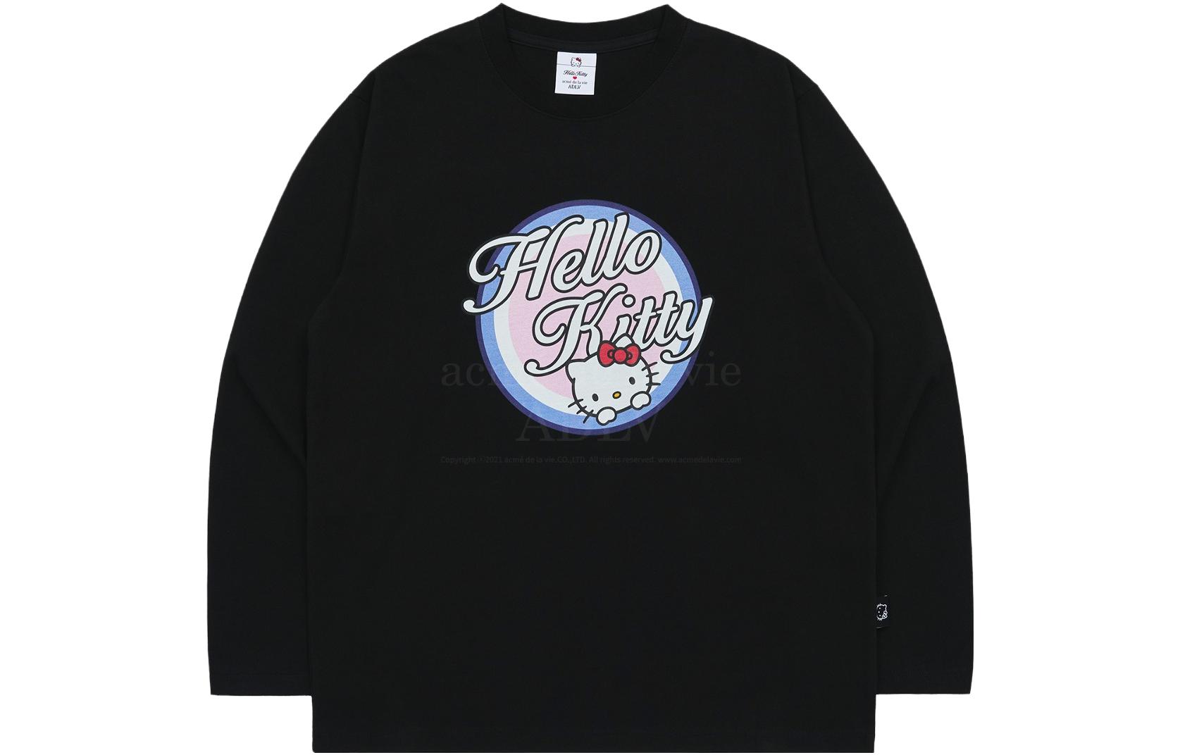 acmé de la vie ADLV Hello Kitty Black Oversized Crewneck Sweatshirt Unisex ADLV-23FW-LSATHK-BLK