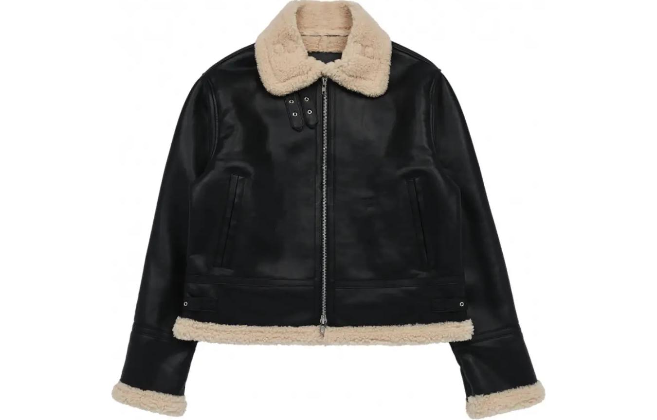 acmé de la vie ADLV Highneck Vegan Leather Mouton Jacket Black Unisex ADLV-23FW-JKHGLC-BLK