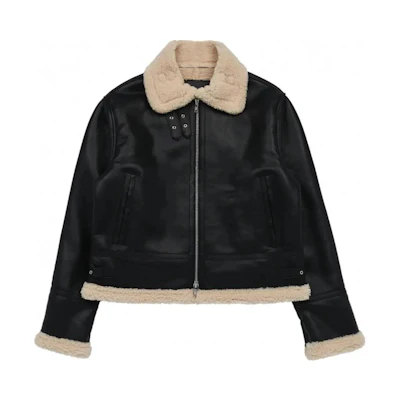 acmé de la vie ADLV Highneck Vegan Leather Mouton Jacket Black Unisex ADLV-23FW-JKHGLC-BLK
