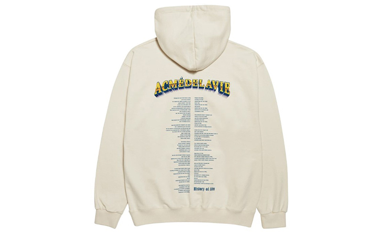 acmé de la vie ADLV Ivory Movie Subtitle Hoodie Unisex Casual Fit ADLV-20FW-HDADCF-IVY
