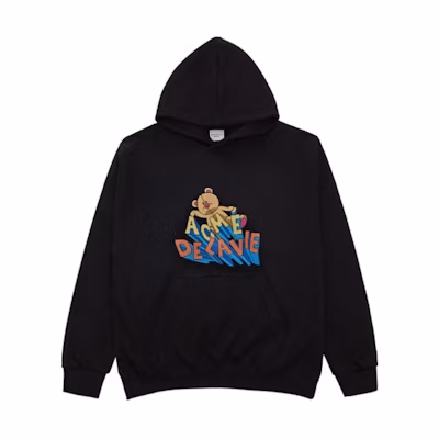acmé de la vie ADLV Jumping Bear Logo Cartoon Sweatshirt Black Unisex ADLV-21SS-HDADJ8-BLK