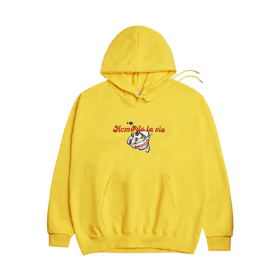 acmé de la vie ADLV Letter Cartoon Print Hoodie Unisex Light Yellow ADLV-20SS-HDADCR-LYL