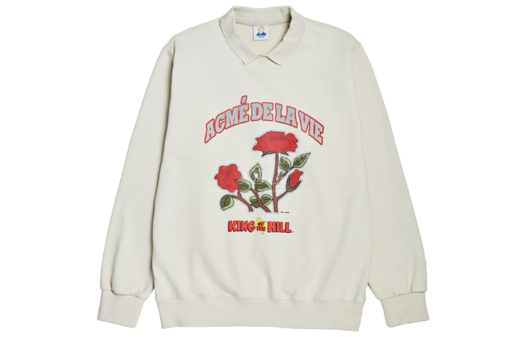 acmé de la vie ADLV Letter Cartoon Print Pullover Crewneck Beige Unisex Sweater ADLV-21SS-SWKHRB-BEG