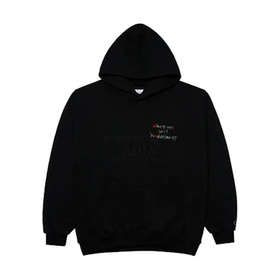 acmé de la vie/ADLV Letter Embroidered Hoodie Black Unisex Long Sleeve ADLV-21FW-HDLCER-BLK