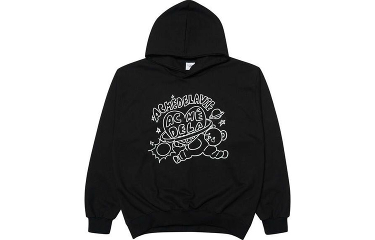 acmé de la vie ADLV Letter Logo Print Hoodie Unisex Black ADLV-21FW-HDASTR-BLK