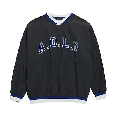 acmé de la vie ADLV Letter Logo V-Neck Pullover Sweatshirt Unisex Charcoal Gray ADLV-20SS-SWPOLG-CHR