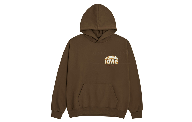 acmé de la vie ADLV Letter Print Oversized Brown Hoodie Unisex ADLV-21SS-HDLCCT-BRN