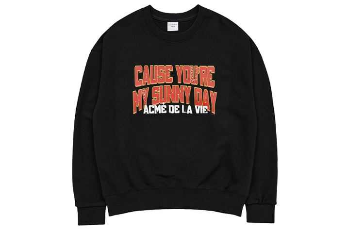 acmé de la vie ADLV Letter Print Sweatshirt Unisex Pullover Black ADLV-22FW-SWMYSY-BLK