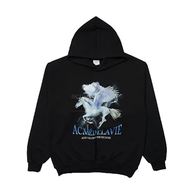acmé de la vie ADLV Lightning Unicorn Print Hoodie Unisex Black ADLV-21FW-HDATNU-BLK