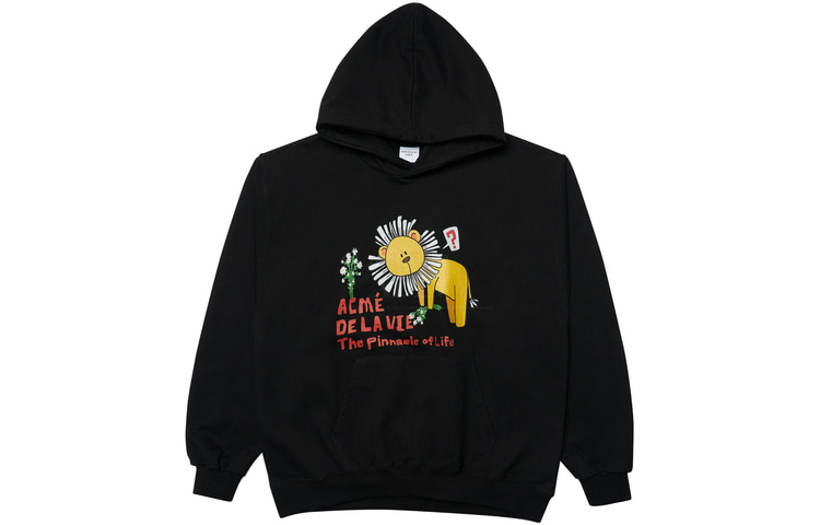 acmé de la vie ADLV Lion Letter Print Oversized Hoodie Unisex Black ADLV-21FW-HDADRY-BLK