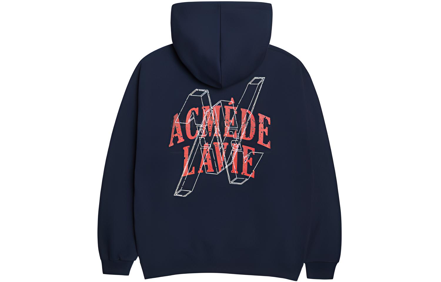 acmé de la vie ADLV Logo Big V Print Hoodie Navy Unisex Pullover ADLV-21SS-HDLCRV-NVY