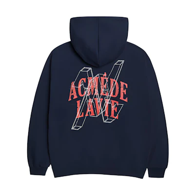 acmé de la vie ADLV Logo Big V Print Hoodie Navy Unisex Pullover ADLV-21SS-HDLCRV-NVY