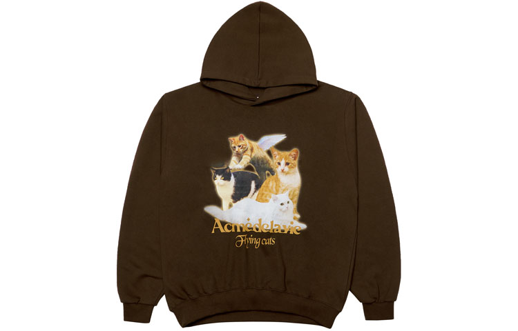 acmé de la vie ADLV Logo Cat Graphic Brown Hoodie Long Sleeve ADLV-21FW-HDAFYC-BRN