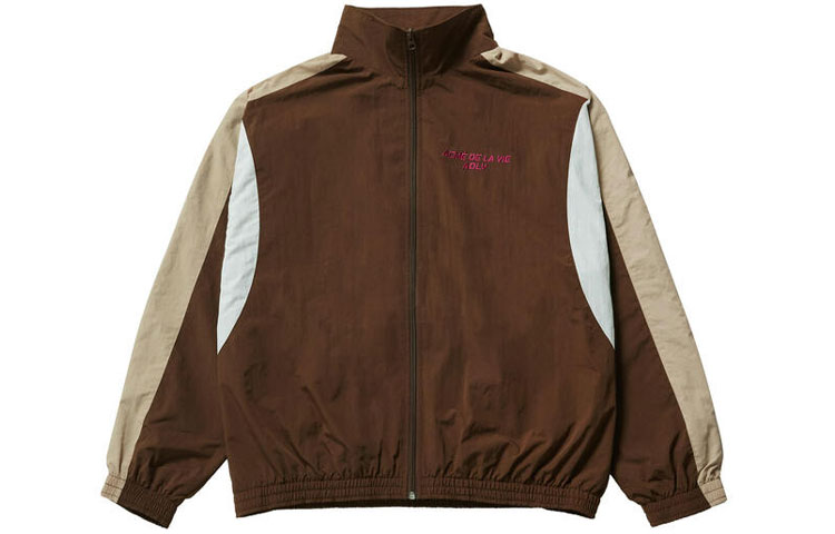 acmé de la vie ADLV Logo Embroidered Colorblock Zip-Up Jacket Unisex Brown ADLV-20FW-JKWVMS-BRN
