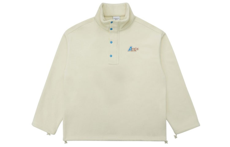acmé de la vie ADLV Logo Fleece Half-Zip Drawstring Sweatshirt Beige Unisex ADLV-21FW-OTFWLH-IVY
