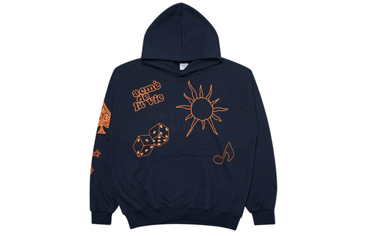 acmé de la vie ADLV Logo Print Hoodie Navy Blue Unisex ADLV-21FW-HDAOCR-NVY