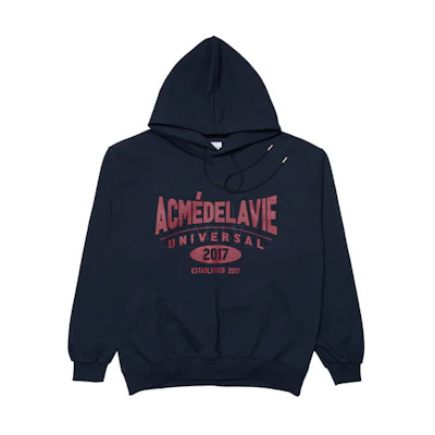 acmé de la vie ADLV Logo Print Hoodie Navy Unisex ADLV-21FW-HDLUVS-NVY