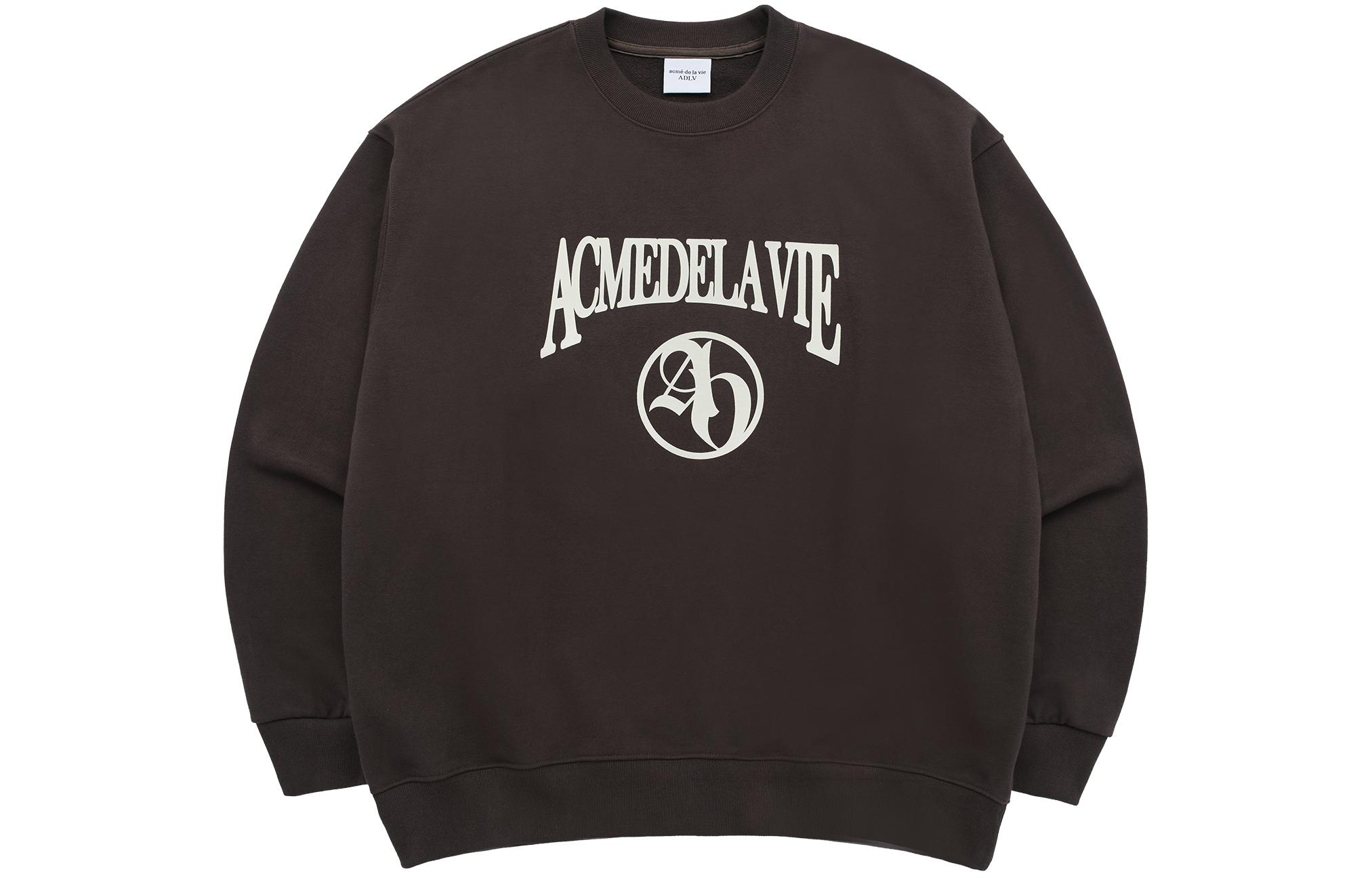 acmé de la vie ADLV Logo Print Loose Fit Brown Crewneck Sweatshirt Unisex ADLV-24SS-SWLAES-BRN