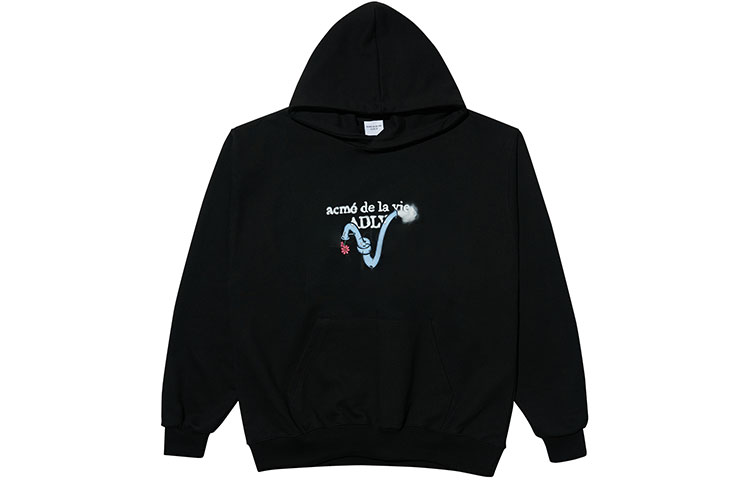 acmé de la vie ADLV Logo Print Oversized Hoodie Unisex Black ADLV-21FW-HDAPPL-BLK