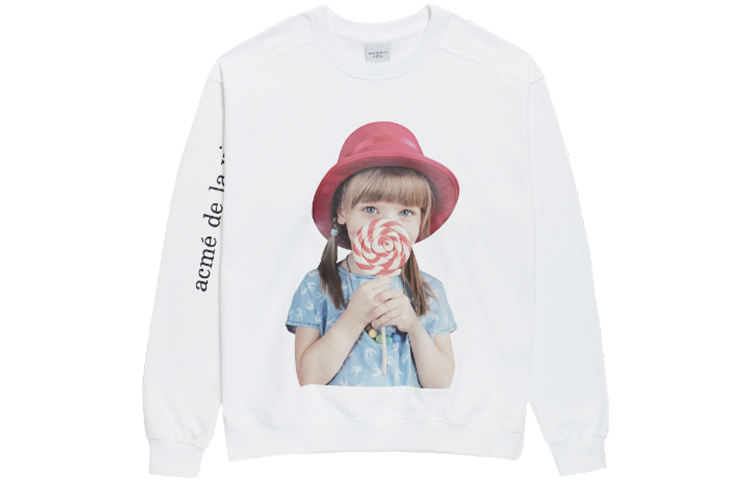 acmé de la vie/ADLV Lollipop Girl Graphic Sweatshirt Unisex White ADLV-19FW-SWWHBF-RHT