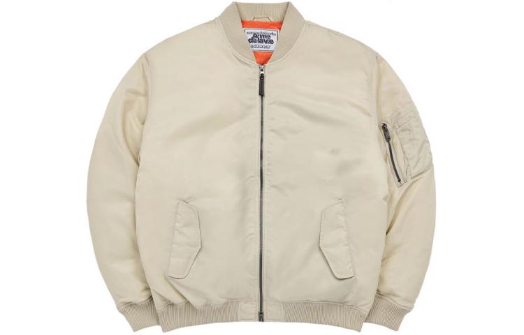 acmé de la vie ADLV MA-1 Nylon Bomber Jacket Khaki Zip-Up Casual Jacket ADLV-23FW-JKNMBB-BEG