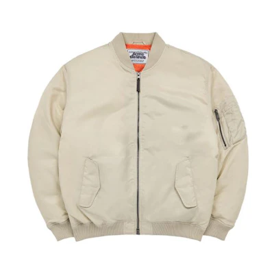 acmé de la vie ADLV MA-1 Nylon Bomber Jacket Khaki Zip-Up Casual Jacket ADLV-23FW-JKNMBB-BEG