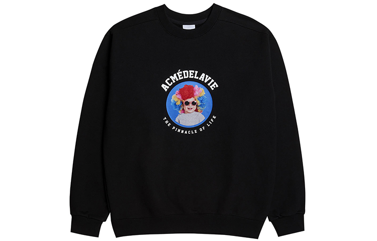 acmé de la vie ADLV Mini Rainbow Hair Girl Graphic Crewneck Sweatshirt Black Unisex ADLV-21SS-SWBKBF-MRH